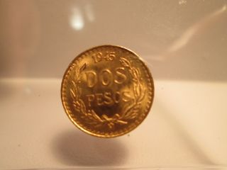 1945 Dos Pesos Mexican Gold Coin photo