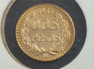 1945 Dos Pesos 22k Solid Gold Coin photo