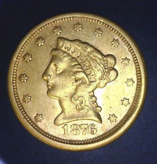 1876 S $2.  50 Gold Liberty Head Quarter Eagle - Guaranteed (cleaned) photo