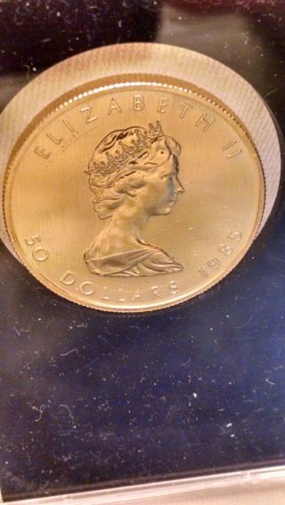 1985 Canadian $50 Gold Coin - Maple Leaf/elizabeth Ii - 1 Oz (. 9999) Fine Gold photo