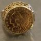 1911 $2.  50 Quarter - Eagle,  Indian Head Type Coin Ring D?sz.  9 Offer@scrap 10.  8grams Gold photo 2