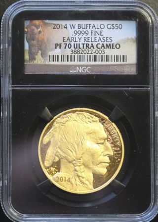 2014 Gold Proof Buffalo $50 Ngc Pf 70 Ultra Cameo Early Releases photo