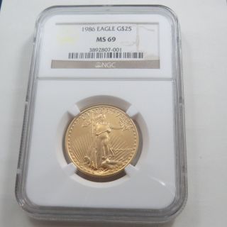 1986 $25 Gold American Eagle 1/2 Ounce Ngc Ms 69 photo