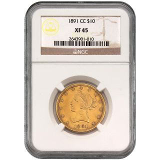 1891 Cc $10 Liberty Head Gold American Eagle Xf 45 Reserve Price $950.  00 4130 - 07 photo
