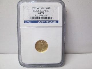 2007 American Eagle One Tenth Ounce Gold 5 Dollar Coin Ms 70 Early Releases photo