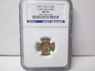 2009 American Eagle One Tenth Ounce Gold 5 Dollar Coin Ms 70 Early Releases photo