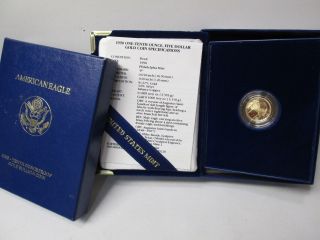1990 American Eagle One Tenth Ounce Gold 5 Dollar Proof Coin photo
