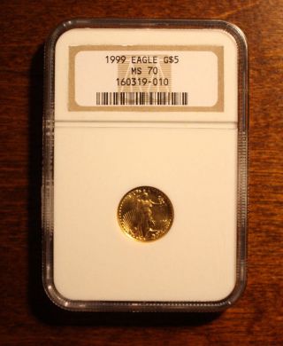 1999 $5 Gold American Eagle Coin - Ngc Ms70 photo