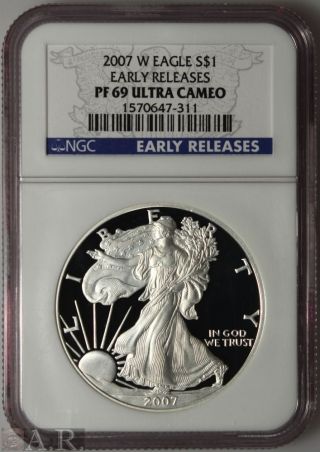 2007 - W American Silver Eagle Proof Ngc Pf69 Ucam photo