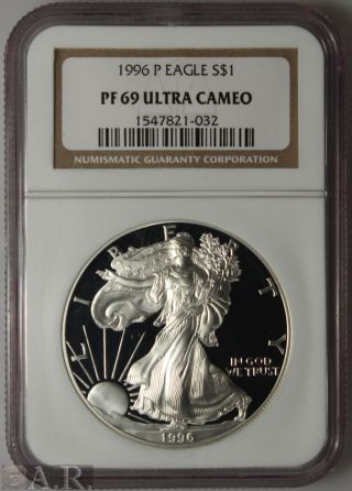 1996 - P American Silver Eagle Proof Ngc Pf69 Ucam photo