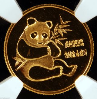 1982 China 1/10 Oz.  999 Fine Gold Panda (short Leaf) Ngc Ms67 photo