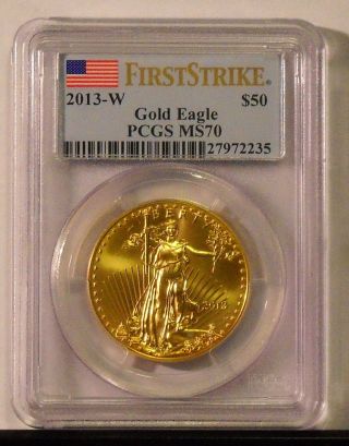 2013 - W,  $50,  Burnished Gold American Eagle - Pcgs Ms70fs - 2nd Rarest Gold Eagle photo