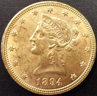 1894 Liberty Head Ten Dollar Gold Piece Sharp And Strong ($10.  00) (eagle) photo