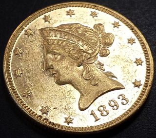 1893 Liberty Head Ten Dollar Gold Piece Mirror Like Backgrounds ($10.  00) (eagle) photo