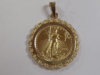 1995 1/10 Oz Fine Gold $5 Coin In 14k Yellow Gold Bezel photo