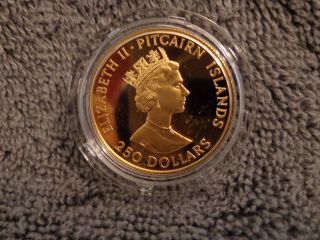 1989 Pitcairn Islands $250 1/2 Oz Gold Bicentenary Mutiny Of Bounty;sealed photo