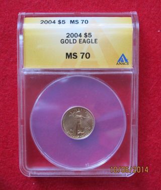 2004 Gold American Eagle $5 Graded Ms 70 By Anacs photo