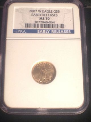 2007 W American Gold Eagle 1/10 Oz - Ngc Ms70 Early Releases photo