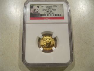 2012 Gold Panda China G50y.  Ngc Ms69 First Releases photo