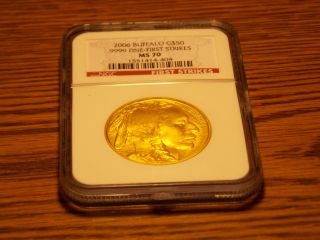 2006 $50 Gold Buffalo First Strikes Ngc Ms 70 1 Oz.  9999 Fine Gold photo