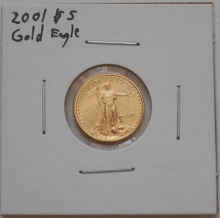 2001 $5 American Gold Eagle 1/10 Oz.  999 Fine Gold Coin Bullion photo