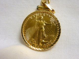 1995 Tenth Oz 1/10 Oz Fine Gold $5 American Gold Eagle Pendant photo