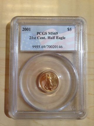 2001 Special Edition 21st Century Half Eagle Pcgs Ms 69 $5 1/10 Ounce photo