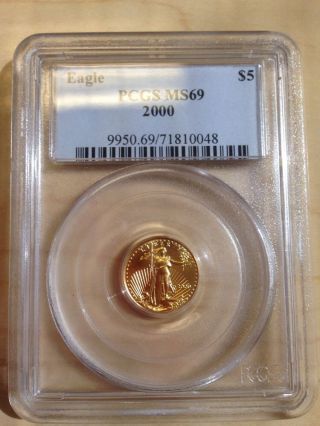 2000 Pcgs Ms 69 $5 Gold American Eagle 1/10 Ounce photo