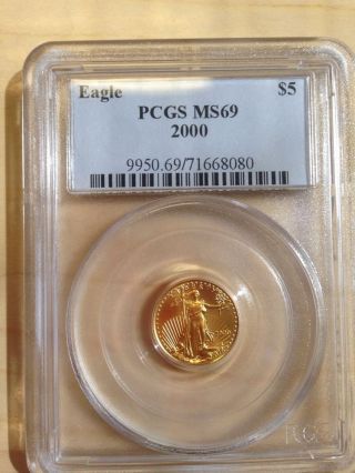 2000 Pcgs Ms 69 $5 Gold American Eagle 1/10 Ounce photo
