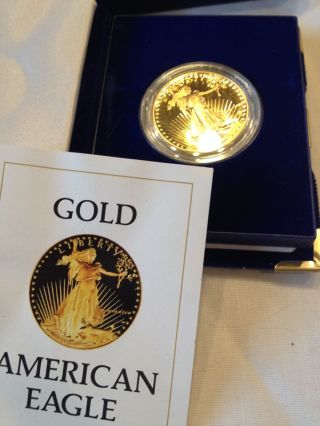 1986 American Eagle One Ounce Gold Bullion Proof Coin $50 With & Case photo