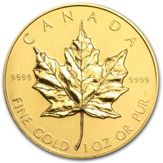 1989 1 Oz Gold Canadian Maple Leaf Coin - Brilliant Uncirculated - Sku 77411 photo