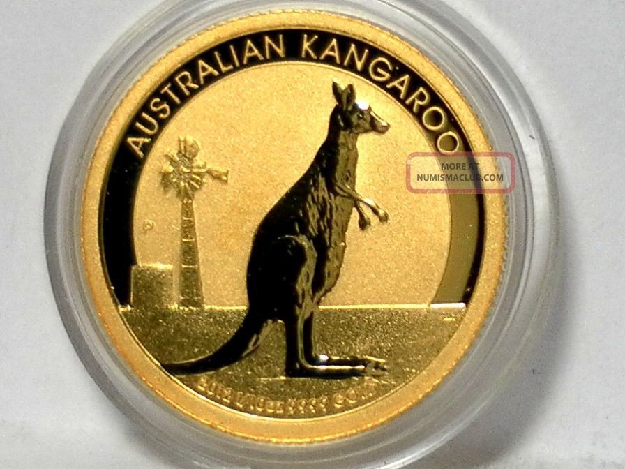 2012 Australian Gold Kangaroo 1/10 Oz 9999 Gold Uncirculated Bu Coin Australia photo