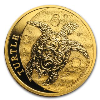 2014 1 Oz Gold Zealand $200 Niue Hawksbill Turtle Coin - Sku 85264 photo