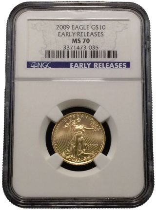 2009 $10 American Gold Eagle Coin Ngc Ms70 Ms - 70 Early Releases 027 photo
