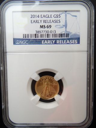 2014 1/10 Oz Gold American Eagle Ms - 69 Ngc Early Releases photo