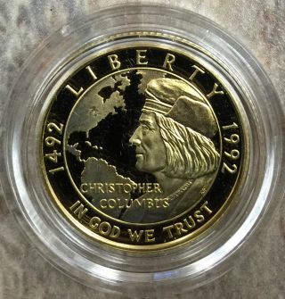 1992 W $5 Proof Cameo Christoper Columbus Gold Commemorative Coin photo