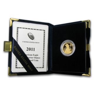 2011 - W 1/4 Oz Proof Gold American Eagle Coin - Box And Certificate - Sku 70429 photo