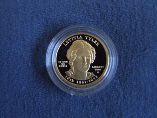 2009 First Spouse Letitia Tyler Gold Proof Coin $10 Us.  9999 Fine 1/2oz photo
