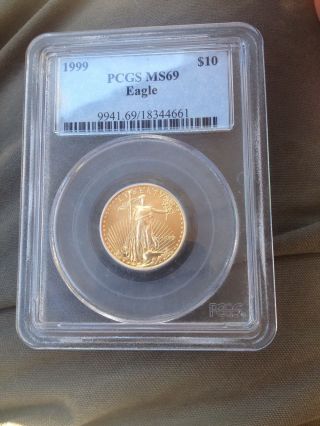 1999 $10 Gold American Eagle Ms69 1/4 Ounce photo