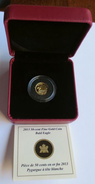 Canada 2013 Bald Eagle 50 Cents Proof Coin,  1/25th Ounce Of Fine Gold (301813n) photo
