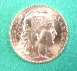 1909 French Gold Rooster Coin photo