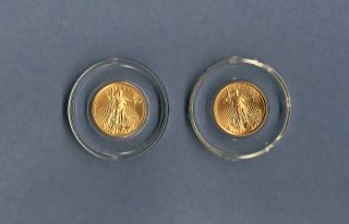 (2) Gold 1/10 $5 Eagle Coins; 1998 And 2008 photo
