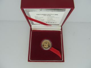 2000 Gold South Africa Proof 1/10 Oz Krugerrand Coin.  Orginal Box/coa photo