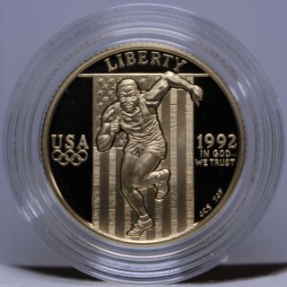 1992 W Olympics $5 Gold Commemorative Box & 01133897b photo