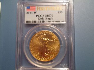 2014 W American Gold Eagle (1 Oz) $50 Uncirculated - Pcgs Ms70 - First Strike photo