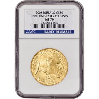 2008 American Gold Buffalo (1 Oz) $50 - Ngc Ms70 - Early Releases photo