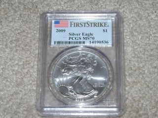 2009 Silver American Eagle Graded Pcgs Ms 70 First Strike photo
