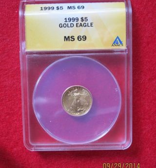1999 Gold American Eagle $5 Graded Ms 69 By Anacs photo
