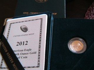 2012 1/10 Oz Proof Gold American Eagle (w/box &) photo