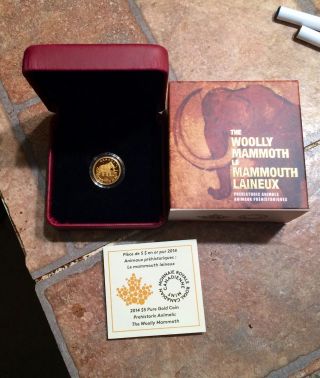 2014 1/10 Oz Canadian Gold Woolly Mammoth Proof Coin Low 3k Mintage With Ogp photo